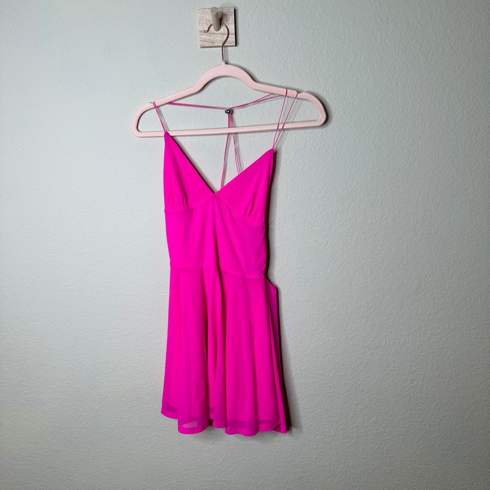Fashion Nova Hot Pink Butterfly Open Back Mini Dress Small Strappy Skater Y2K